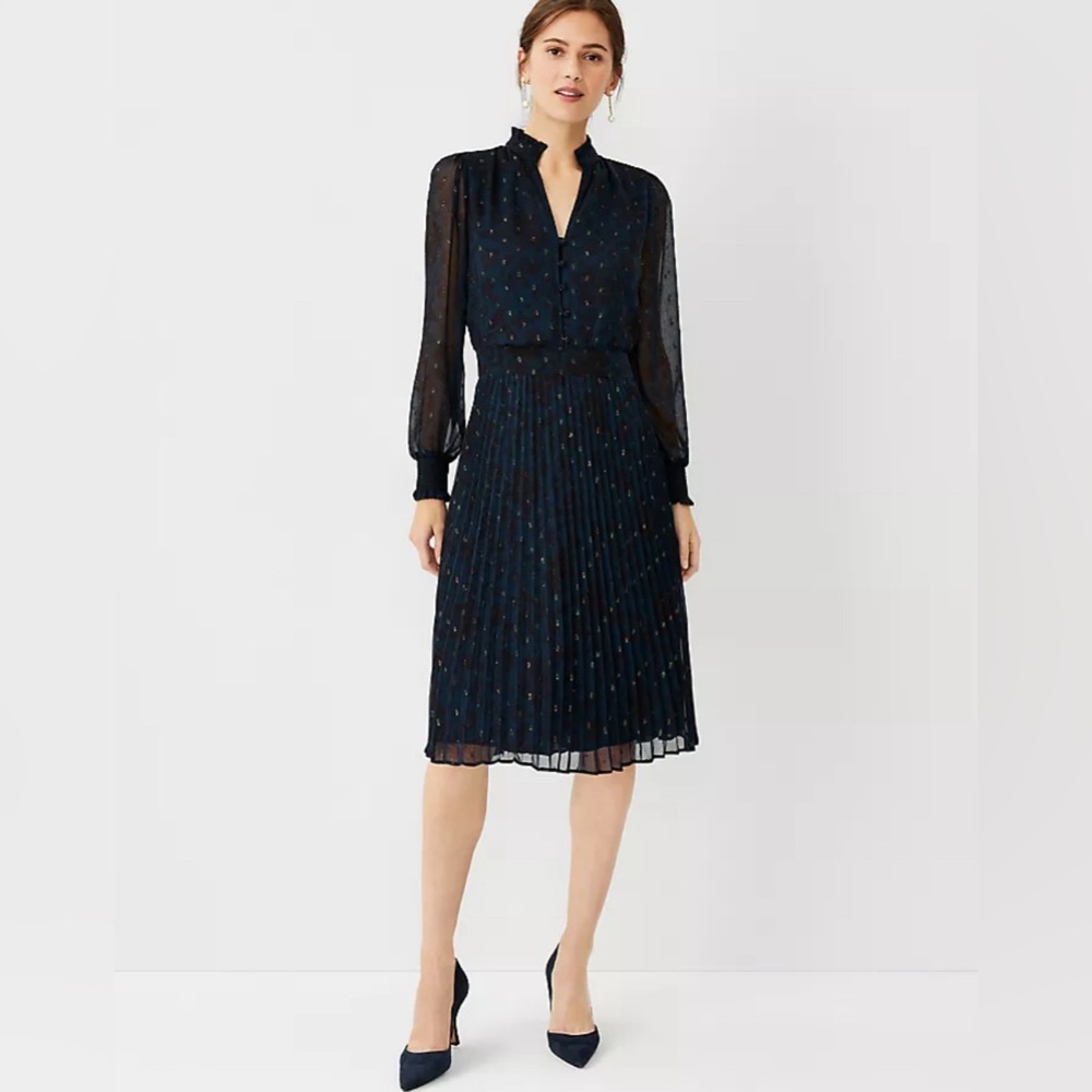 Ann Taylor Pleated Flare Dress